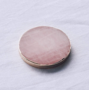 Gold Trimmed Rose Quartz Coasters